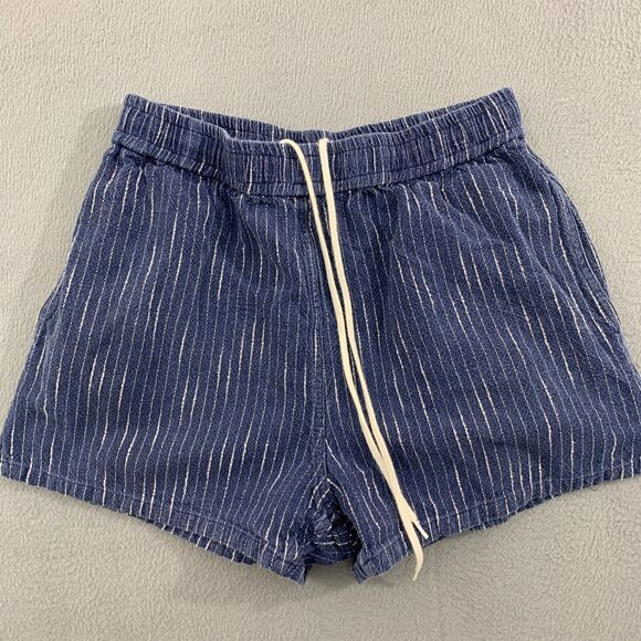 Steven Alan Easy Shorts Womens Small Blue Vertical Stripes Indigo Blue Inseam 3" - Picture 1 of 16